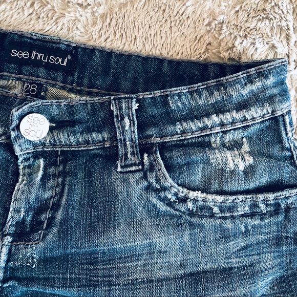 See Thru Soul | Distressed Denim Shorts - Picture 4 of 7